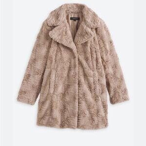XS Kenneth Cole New York McKenna Faux Fur Coat Beige